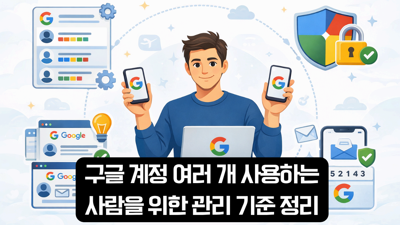 구글 계정 여러 개 사용하는 사람을 위한 관리 기준 정리를 설명한 이미지