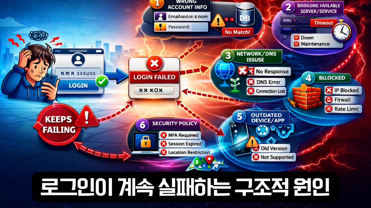 로그인이 계속 실패하는 구조적 원인 설명한 이미지