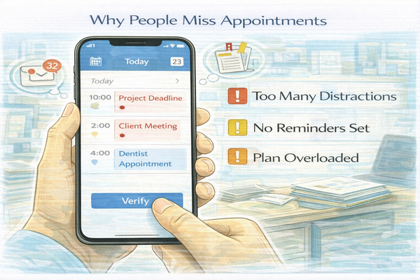 일정 관리 놓치는 이유를 설명하는 일정 앱 확인 장면