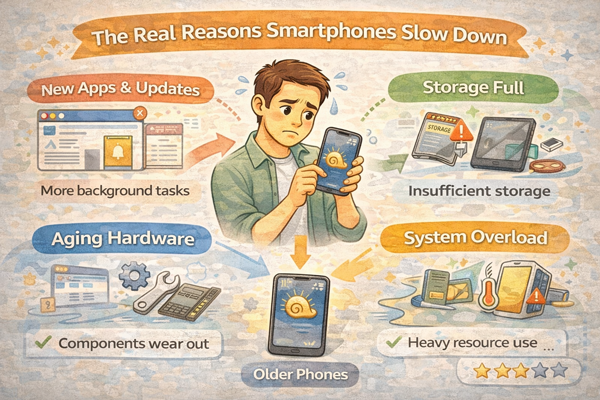 휴대폰이 느려지는 진짜 이유를 설명하는 구조 이미지