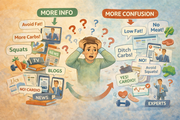 건강 정보가 많을수록 혼란이 커지는 구조 설명 이미지