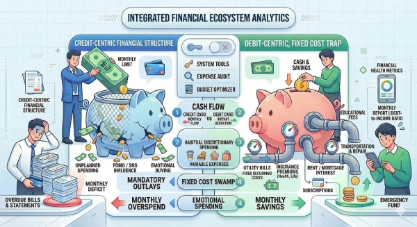돈이 모이지 않는 이유로 생활 구조 설명한 이미지