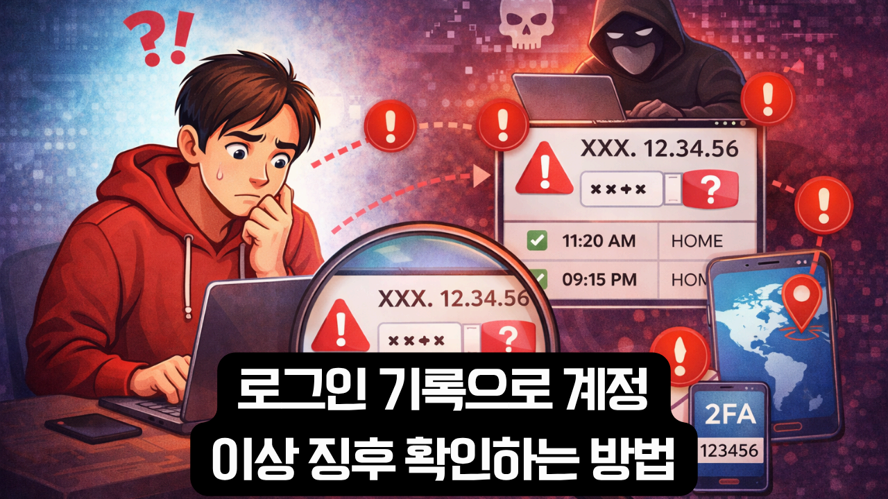 로그인 기록으로 계정 이상 징후 확인하는 방법 설명한 이미지