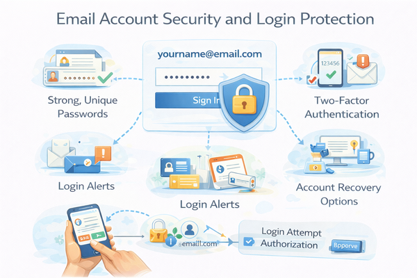 이메일 계정 관리 보안 설정과 로그인 보호 구조 설명 이미지